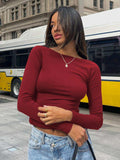 Backless Round Neck Long Sleeve Blouse - Trendsi - Flyclothing LLC