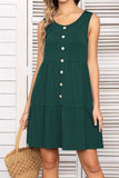 Decorative Button Scoop Neck Sleeveless Tiered Dress - Trendsi - Flyclothing LLC