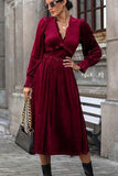 Smocked Lantern Sleeve Midi Dress - Trendsi - Flyclothing LLC