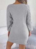 Cable-Knit Round Neck Sweater Dress - Trendsi - Flyclothing LLC