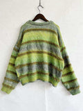 Striped Round Neck Long Sleeve Sweater - Trendsi - Flyclothing LLC