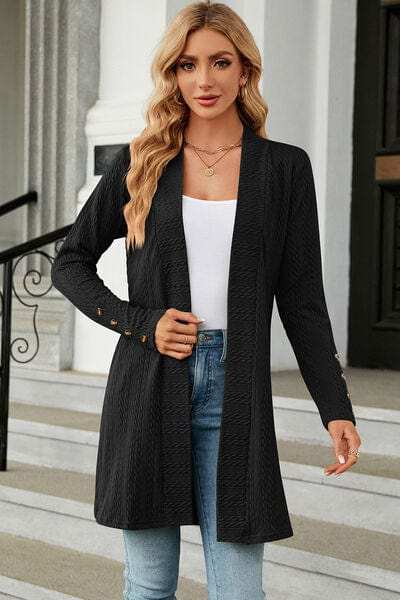 Open Front Long Sleeve Cardigan - Trendsi - Flyclothing LLC