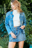 Veveret Button Up Raw Hem Denim Jacket - Trendsi - Flyclothing LLC