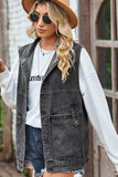Sleeveless Denim Top with A Detachable Hood - Trendsi - Flyclothing LLC