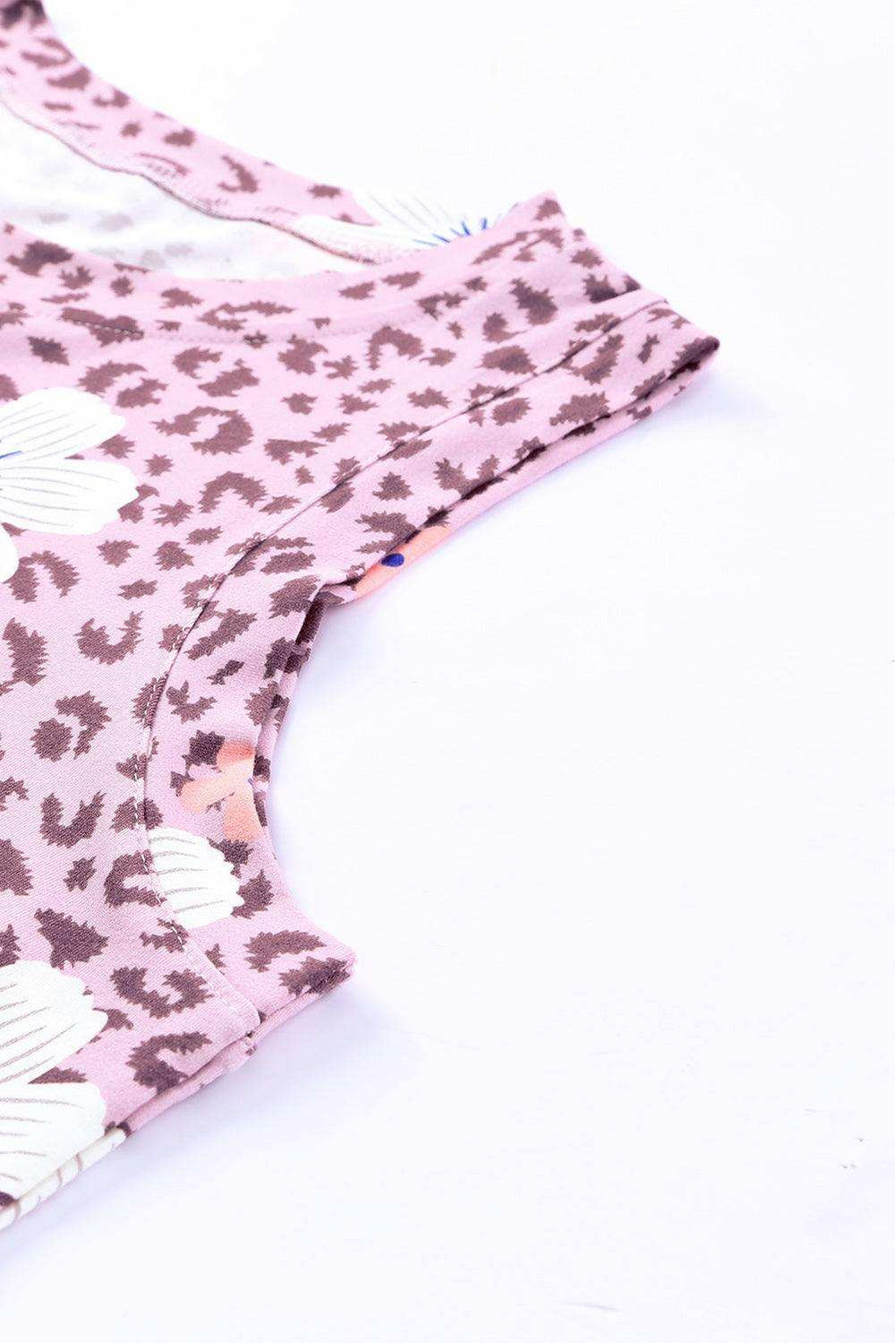 Printed Side Slit Round Neck Tank - Trendsi - Flyclothing LLC