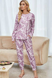 Tie-Dye Long Sleeve Top and Drawstring Joggers Lounge Set - Trendsi - Flyclothing LLC