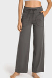 Drawstring Waist Wide Leg Sports Pants with Pockets - Trendsi - Flyclothing LLC