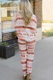 Geometric Top and Drawstring Pants Lounge Set - Trendsi - Flyclothing LLC