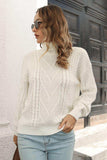 Cable-Knit Turtleneck Sweater - Trendsi - Flyclothing LLC