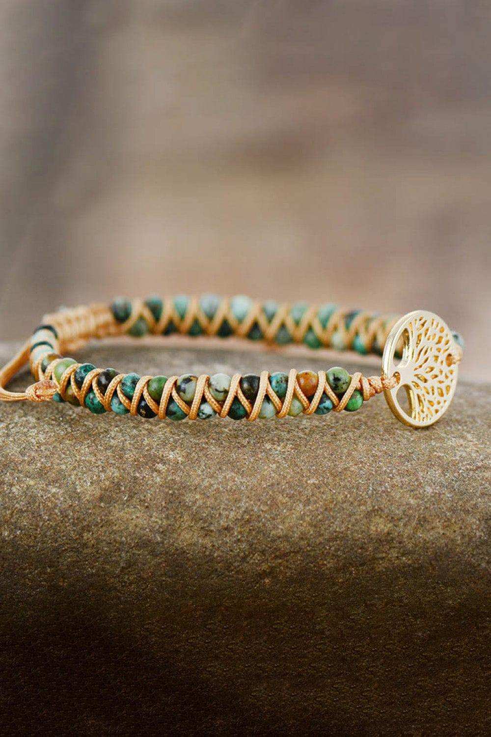 Handmade Tree Shape Beaded Copper Bracelet - Trendsi - Flyclothing LLC