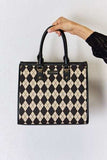 David Jones Argyle Pattern PU Leather Handbag - Trendsi - Flyclothing LLC