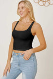 Square Neck Wide Strap Tank - Trendsi - Flyclothing LLC