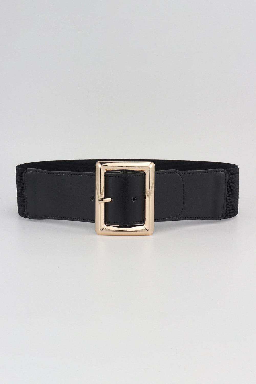 Rectangle Buckle Elastic Wide Belt - Trendsi - Flyclothing LLC