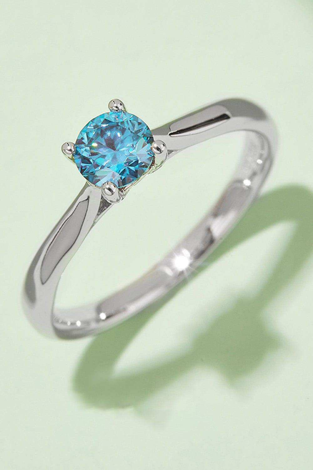 Moissanite Contrast 925 Sterling Silver Solitaire Ring - Trendsi - Flyclothing LLC