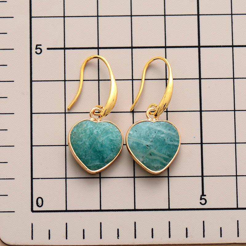 Natural Stone Heart Drop Earrings - Trendsi - Flyclothing LLC