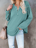 Buttoned Drop Shoulder Top - Trendsi - Flyclothing LLC