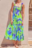 Floral Tie-Shoulder Smocked Midi Dress - Trendsi - Flyclothing LLC