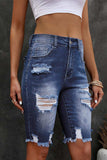Distressed Frayed Hem Denim Bermuda Shorts - Trendsi - Flyclothing LLC