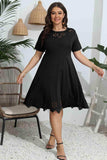 Plus Size Round Neck Openwork Dress - Trendsi - Flyclothing LLC