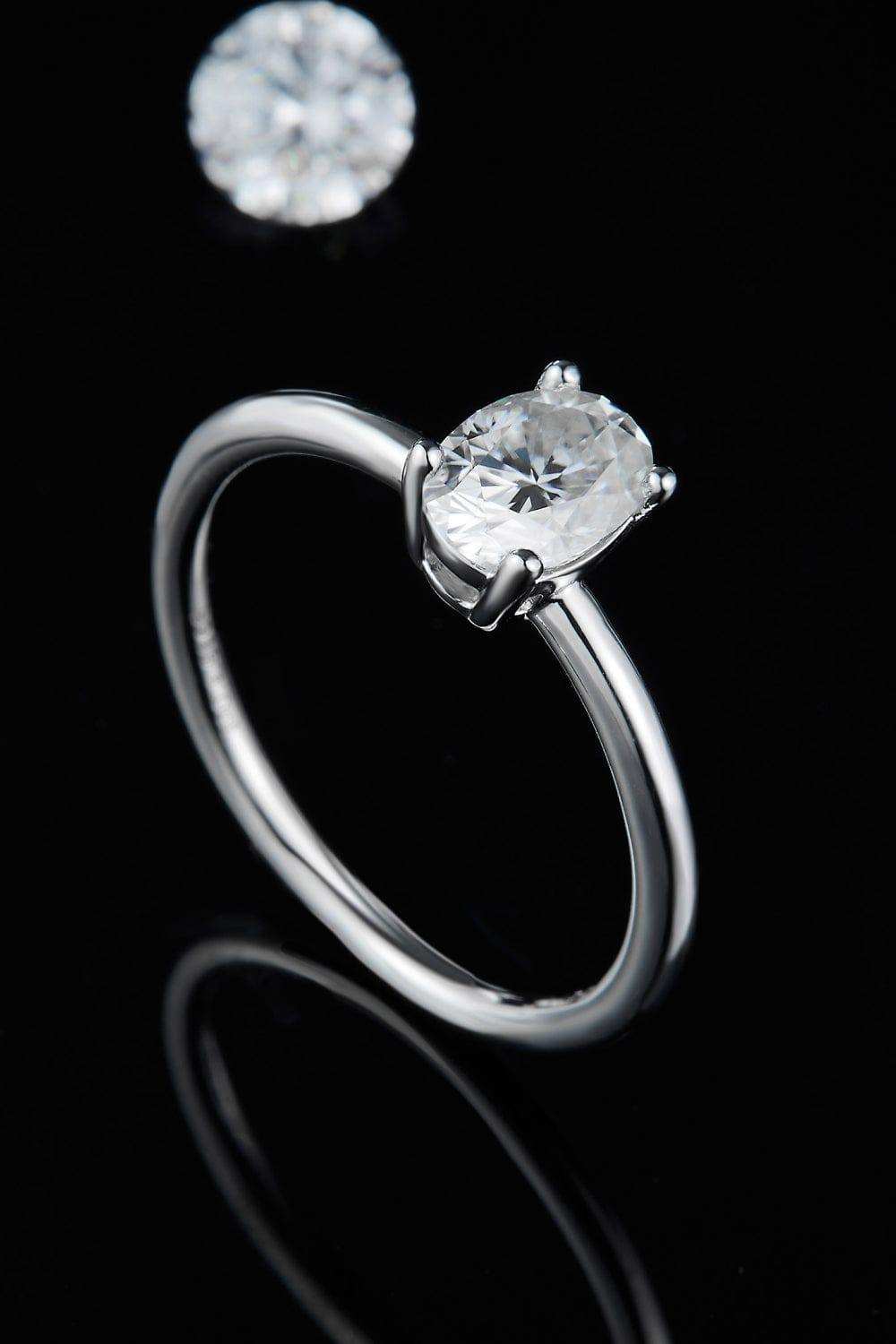 1 Carat Moissanite 925 Sterling Silver Solitaire Ring - Trendsi - Flyclothing LLC