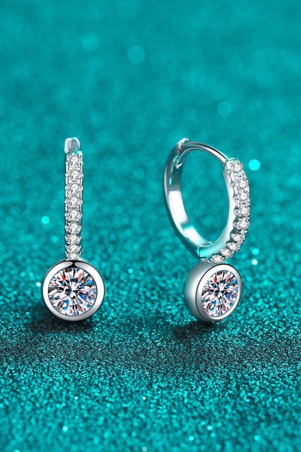 1 Carat Moissanite Rhodium-Plated Drop Earrings - Trendsi - Flyclothing LLC