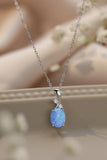 Opal Oval Pendant Chain Necklace - Trendsi - Flyclothing LLC