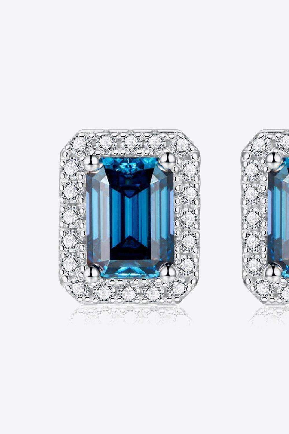2 Carat Moissanite Stud Earrings in Indigo - Trendsi - Flyclothing LLC