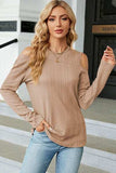 Round Neck Cold Shoulder T-Shirt - Trendsi - Flyclothing LLC