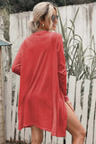 Button Up Long Sleeve Cover Up - Trendsi - Flyclothing LLC
