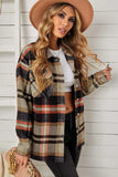 Plaid Pocketed Button Down Shacket - Trendsi - Flyclothing LLC
