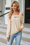 Cold Shoulder Square Neck Cutout Blouse - Trendsi - Flyclothing LLC