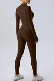 Half Zip Mock Neck Active Jumpsuit - Trendsi - Flyclothing LLC