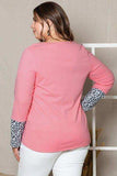 Plus Size Leopard Round Neck Long Sleeve T-Shirt - Trendsi - Flyclothing LLC