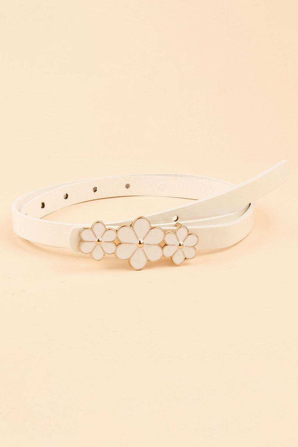 Flower Decor Skinny PU Belt - Trendsi - Flyclothing LLC