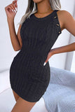 Decorative Button Sleeveless Cable-Knit Dress - Trendsi - Flyclothing LLC