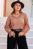 Plus Size Tie Neck Flounce Sleeve Blouse - Trendsi - Flyclothing LLC