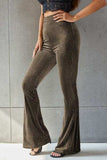 Ribbed High Waist Flare Pants - Trendsi - Flyclothing LLC