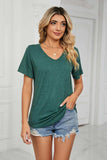 Short Sleeve V-Neck Tee Shirt - Trendsi - Flyclothing LLC