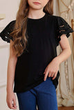 Round Neck Flutter Sleeve T-Shirt - Trendsi - Flyclothing LLC