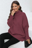 Turtle Neck Long Sleeve Ribbed Sweater - Trendsi - Flyclothing LLC