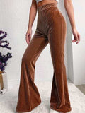 Ribbed High Waist Bootcut Pants - Trendsi - Flyclothing LLC