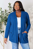 Basic Bae Full Size Ribbed Open Front Cardigan with Pockets - Trendsi - Flyclothing LLC