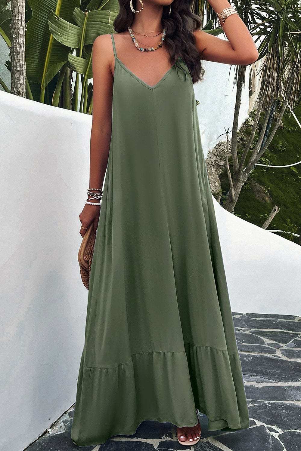 Backless Maxi Cami Dress with Pockets - Trendsi - Flyclothing LLC