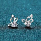 1 Carat Moissanite Butterfly Shape Earrings - Trendsi - Flyclothing LLC