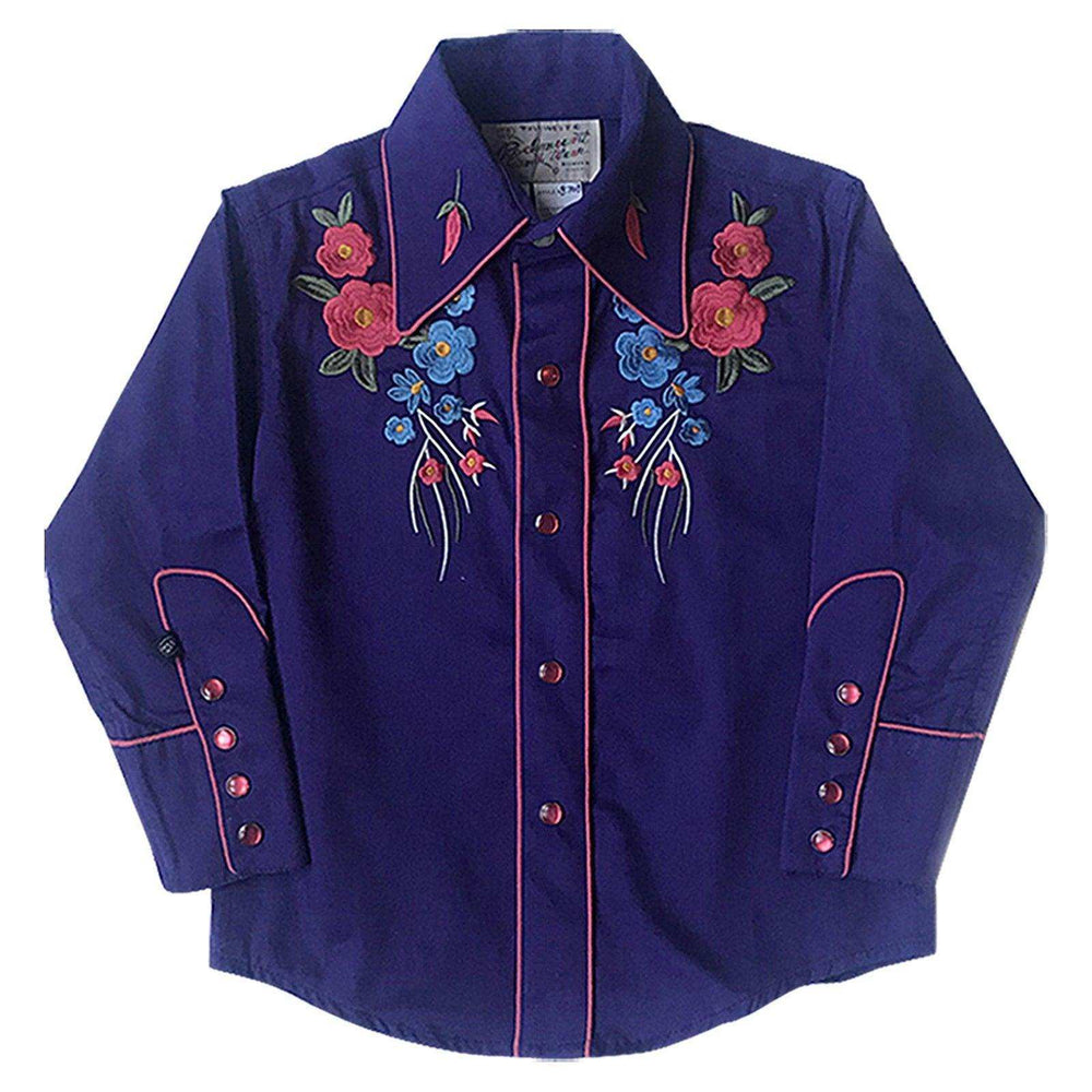 Rockmount Ranch Wear Kids Purple Floral Embroidered Western Shirt - Rockmount Clothing - Flyclothing LLC