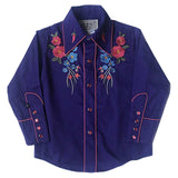 Rockmount Ranch Wear Kids Purple Floral Embroidered Western Shirt - Rockmount Clothing - Flyclothing LLC