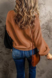 Contrast Round Neck Dropped Shoulder Sweater - Trendsi - Flyclothing LLC