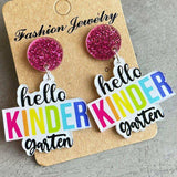 HELLO SECOND GRADE Acrylic Dangle Earrings - Trendsi - Flyclothing LLC