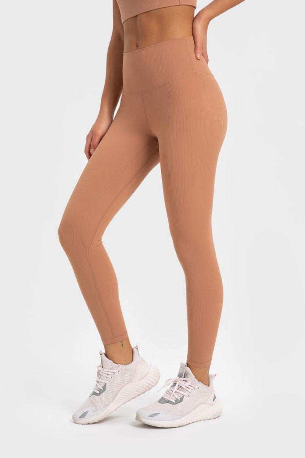 Highly Stretchy Wide Waistband Yoga Leggings - Trendsi - Flyclothing LLC