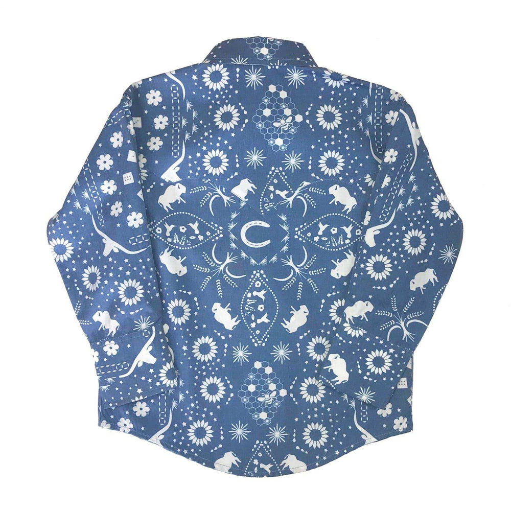 Rockmount Clothing Kid's Blue Bison Bandana Print Western Shirt - Rockmount Clothing - Flyclothing LLC